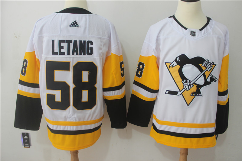 Men Pittsburgh Penguins 58 Letang White Hockey Stitched Adidas NHL Jerseys